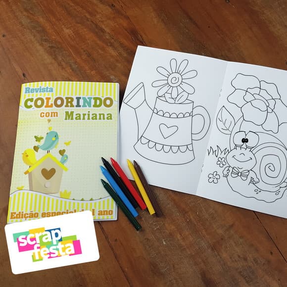 Revista Colorir + Giz de Cera Festa Jardim Encantado Menino