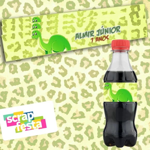 Adesivo Personalizado Rótulo Mini Coca 19,5 x 3,5 Dinossauro