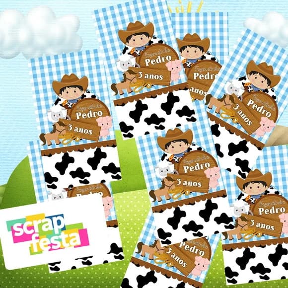 Adesivo Personalizado Retangular 4x7 Fazendinha