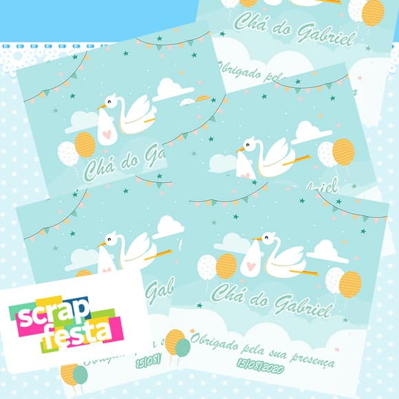 Adesivo Personalizado Quadrado 5x5 Chá de Menino Cegonha
