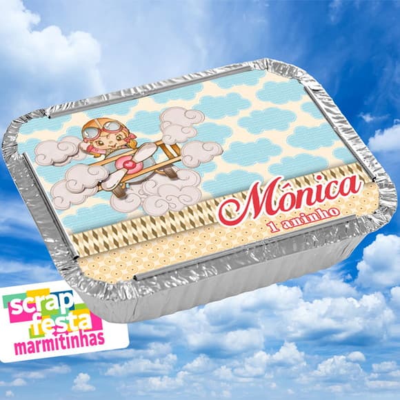 Marmitinha Personalizada Festa Aviador Menina
