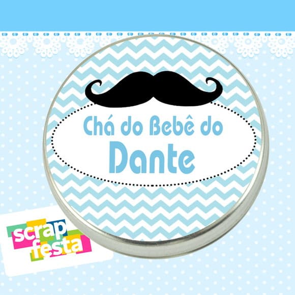 Latinha de Chá de Bebê Latinhas Menino Mustache