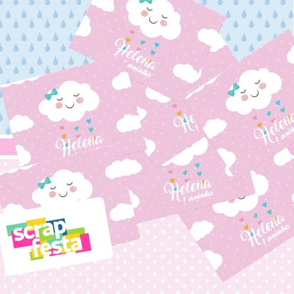 Adesivo Personalizado Retangular Festa Chuva de Amor