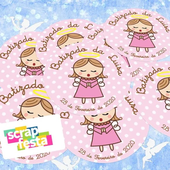 Adesivo 5 cm Redondo Personalizado Festa Batizado