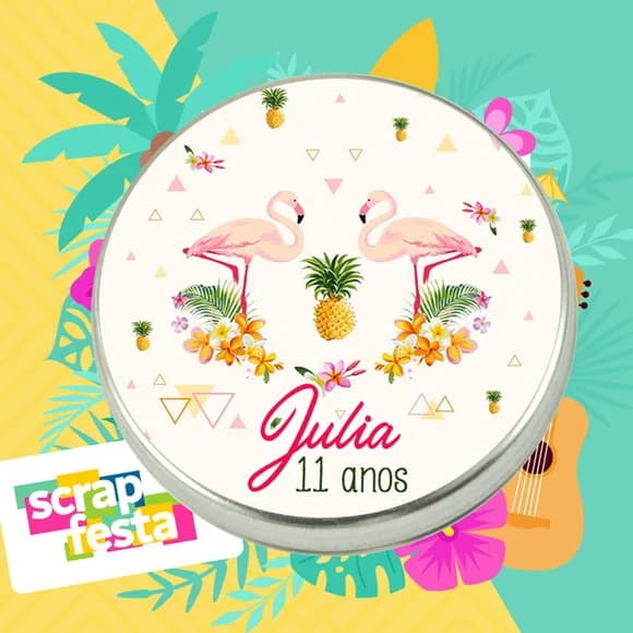 Latinhas Personalizadas Tropical Flamingos Aquarela
