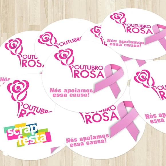 Adesivo 5 cm Redondo Evento Outubro Rosa