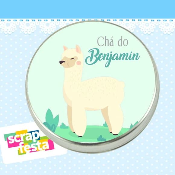 Lembrancinhas de Chá de Bebê Latinhas Lhama Baby