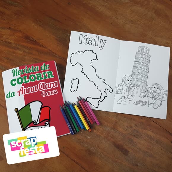 Revista Colorir + Lápis de Cor Festa Itália