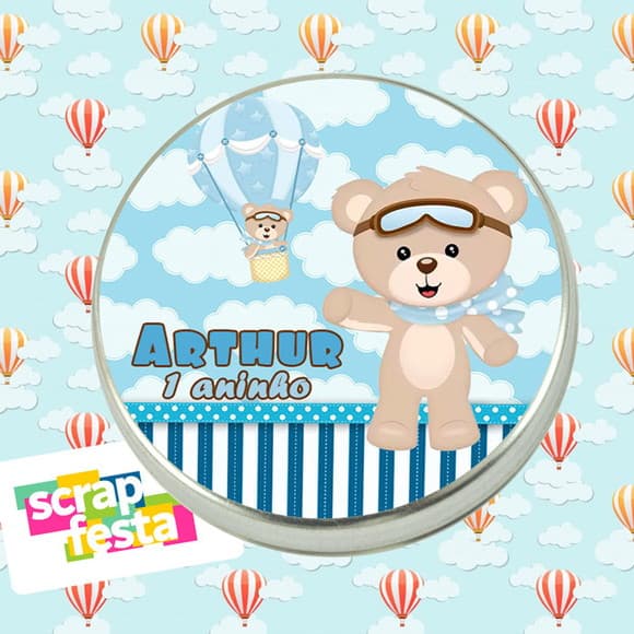 Latinha Personalizadas Festa Urso Baloeiro