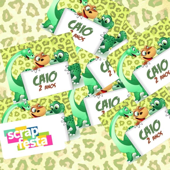 Adesivo Personalizado Retangular Festa Dinossauro