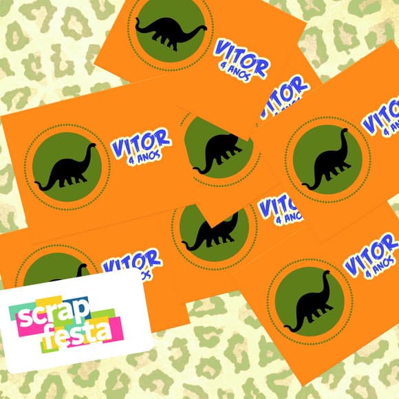 Adesivo Personalizado Retangular Festa Dinossauro