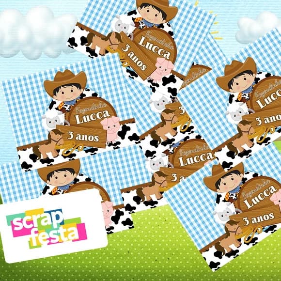 Adesivo Personalizado Retangular Festa Fazendinha