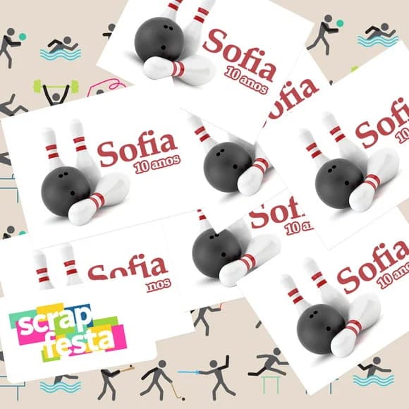 Adesivo Personalizado Retangular Festa Boliche