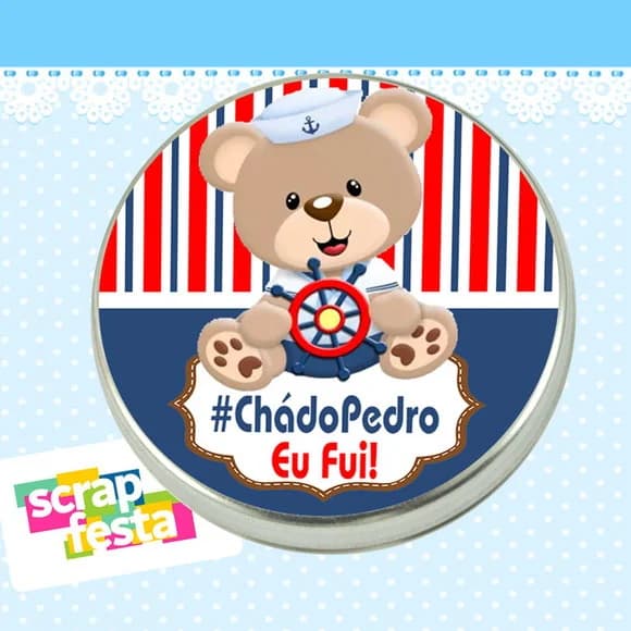 Latinha Chá de Menino Festa Urso Marinheiro