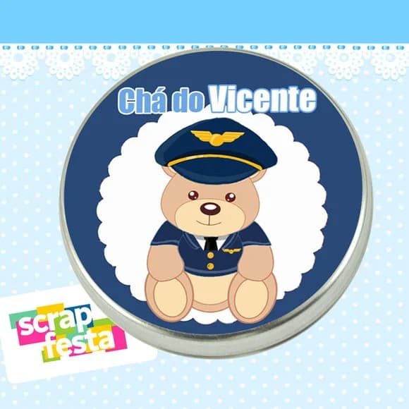 Lembrancinhas de Chá de Bebê Latinhas Urso Policial