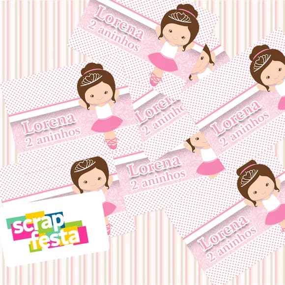 Adesivo Personalizado Retangular Festa Bailarina