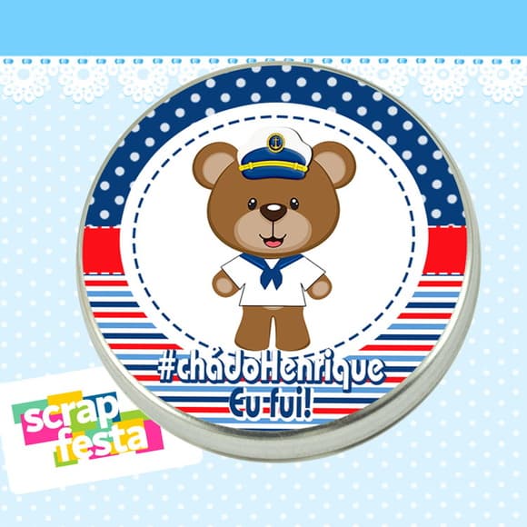 Latinha Chá de Menino Festa Urso Marinheiro