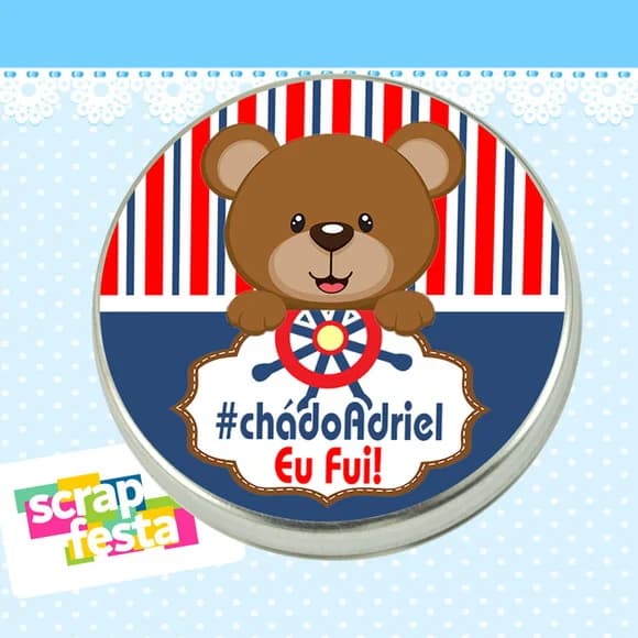 Latinha Chá de Menino Festa Urso Marinheiro
