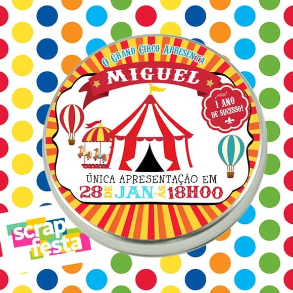 Latinhas Personalizadas Festa Circo