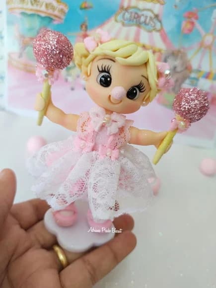Apliques em Biscuit Circo Rosa