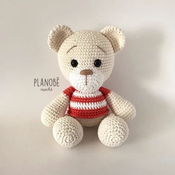 Ursinho Teddy Baby com Camiseta listrada - Amigurumi