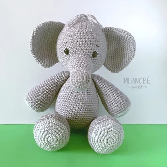 Elefante Nuno Cinza - Amigurumi