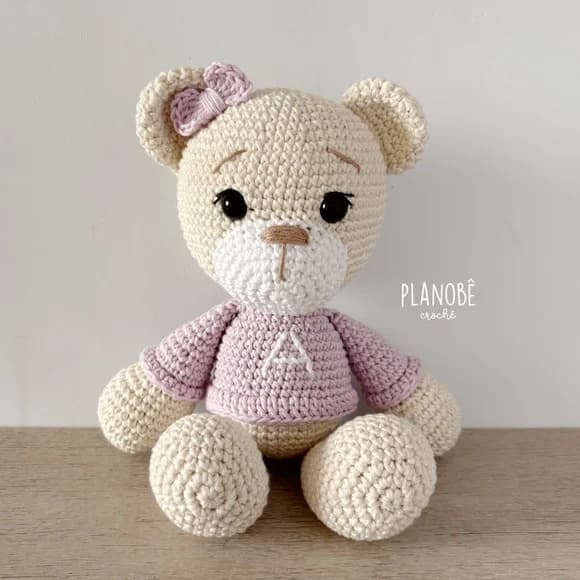 Ursinha Lilly Baby com Camiseta - Amigurumi