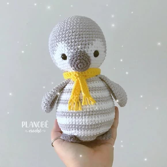 Pinguim Cinza Amigurumi
