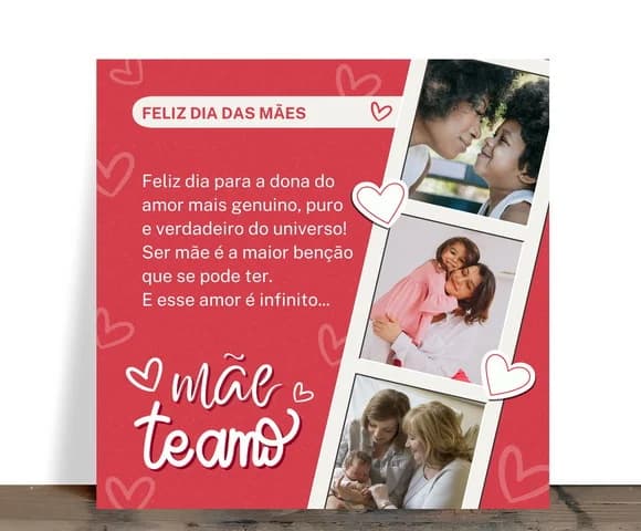 Azulejo Personalizado Feliz Dia das Mães com 3 Fotos