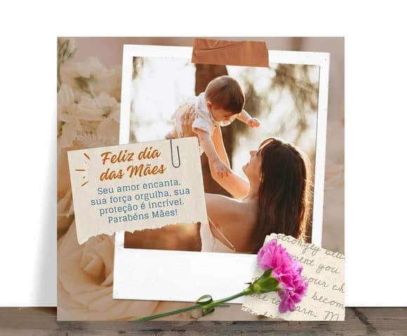 Azulejo Personalizado Feliz Dia das Mães com Foto Polaroid