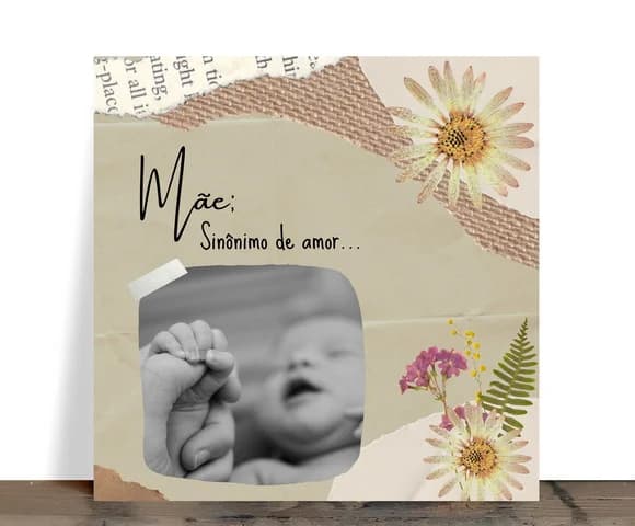 Azulejo Personalizado Mãe Sinônimo de Amor Estilo Scrapbook