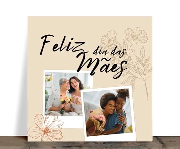 Azulejo Personalizado Feliz Dia das Mães com 2 Fotos