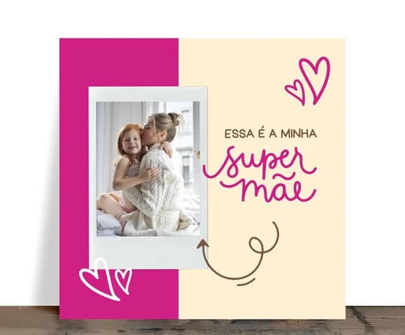 Azulejo Personalizado Minha Super Mãe com Foto Polaroid