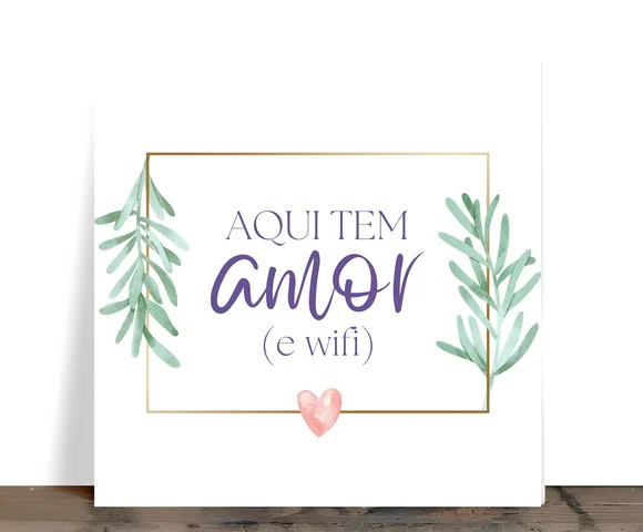 Azulejo Decorativo Aqui Tem Amor e Wifi 15x15 Cerâmica