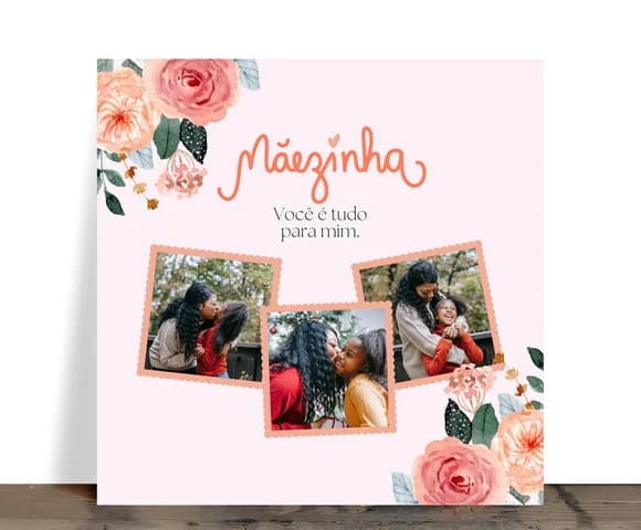 Azulejo Personalizado Mãezinha com 3 Fotos 15x15 Cerâmica