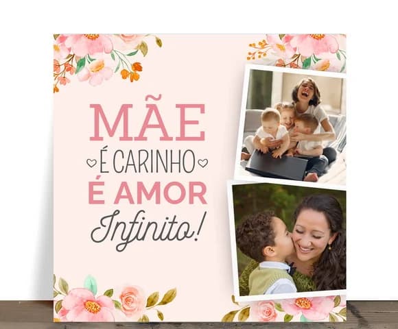 Azulejo Personalizado "mãe É Amor Infinito" com 2 Fotos 15x1