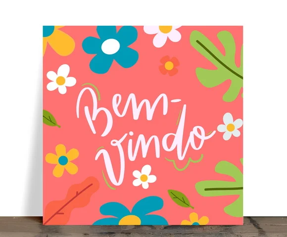 Azulejo Decorativo Floral "bem-vindo" 15x15 Cerâmica