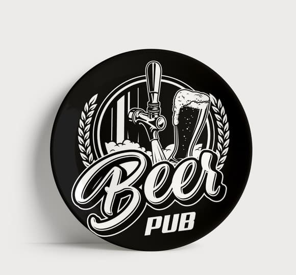 Prato Decorativo Bar & Pub - Tema Cerveja Vintage