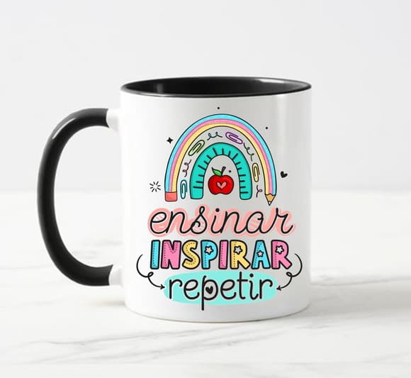 Caneca Professores Ensinar, Inspirar, Repetir