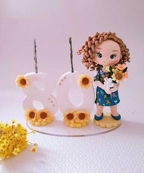 Topo de Bolo Aniversário 80 Anos