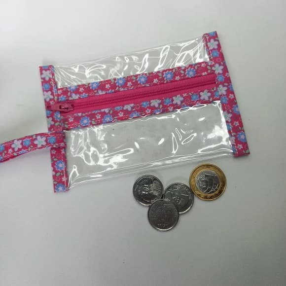 Porta Moedas Plástico com Um Bolso de Zíper