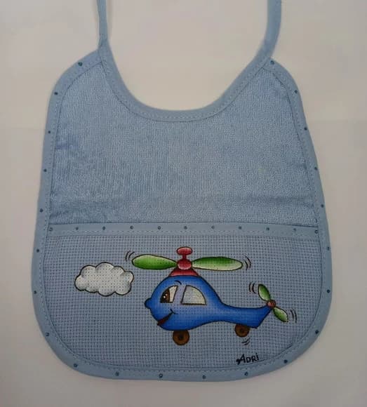 Babador Felpudo com Pintura em Tecido Azul