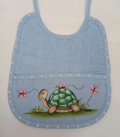 Babador Felpudo com Pintura em Tecido Azul