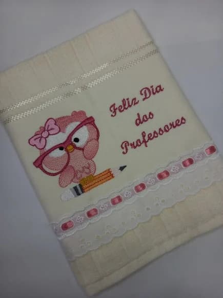 Toalha de Lavabo Bordada Dia dos Professores