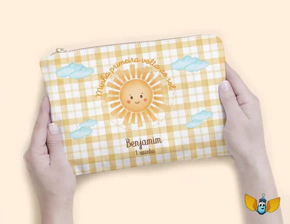 Necessaire Primeira Volta ao Sol Xadrez Personalizada