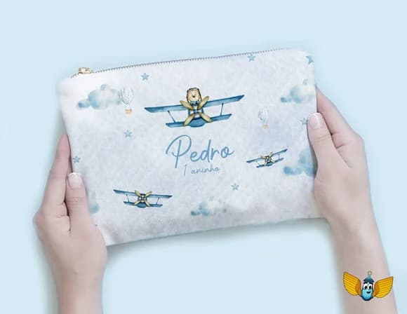 Necessaire Ursinho Aviador Personalizada