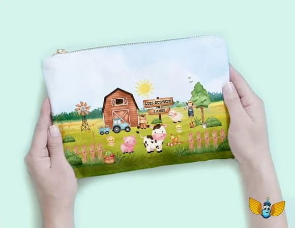 Necessaire Fazendinha Aquarela 2 - Personalizada