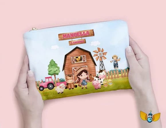 Necessaire Fazendinha Aquarela - Personalizada