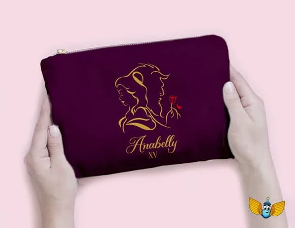 Necessaire Bela e a Fera 15 Anos Marssala - Personalizada