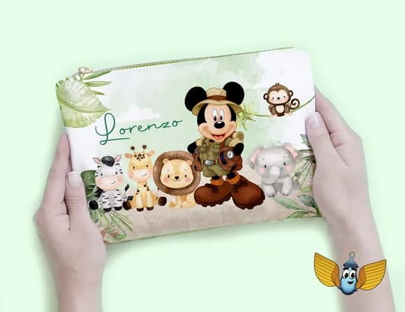 Necessaire Mickey Safari Aquarela Personalizada